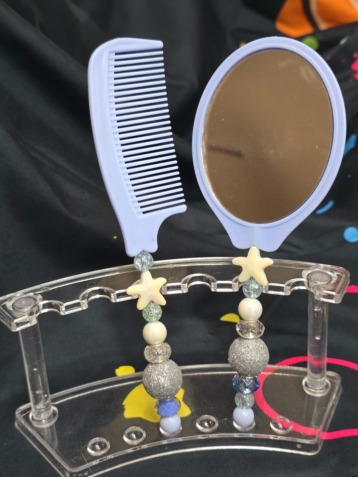 Bubblegum beaded mirror and comb sets