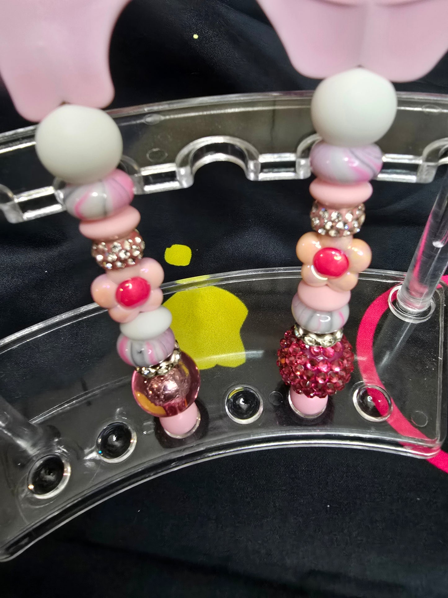 Bubblegum beaded mirror and comb sets