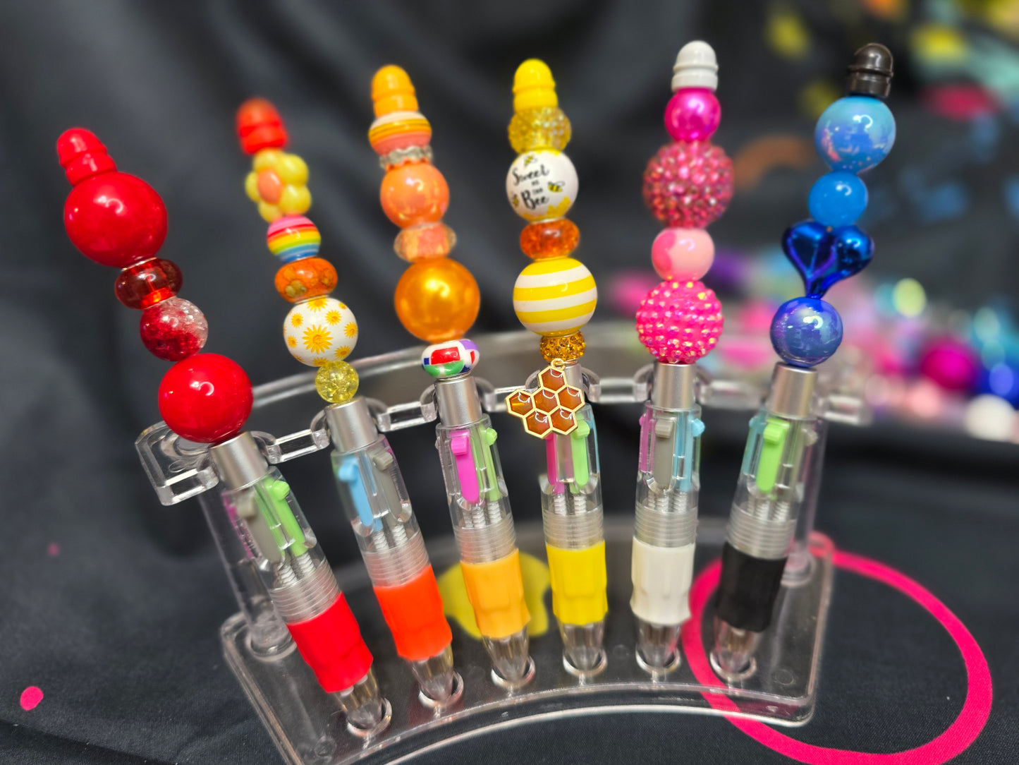 Multi-ink bubblegum beaded pens