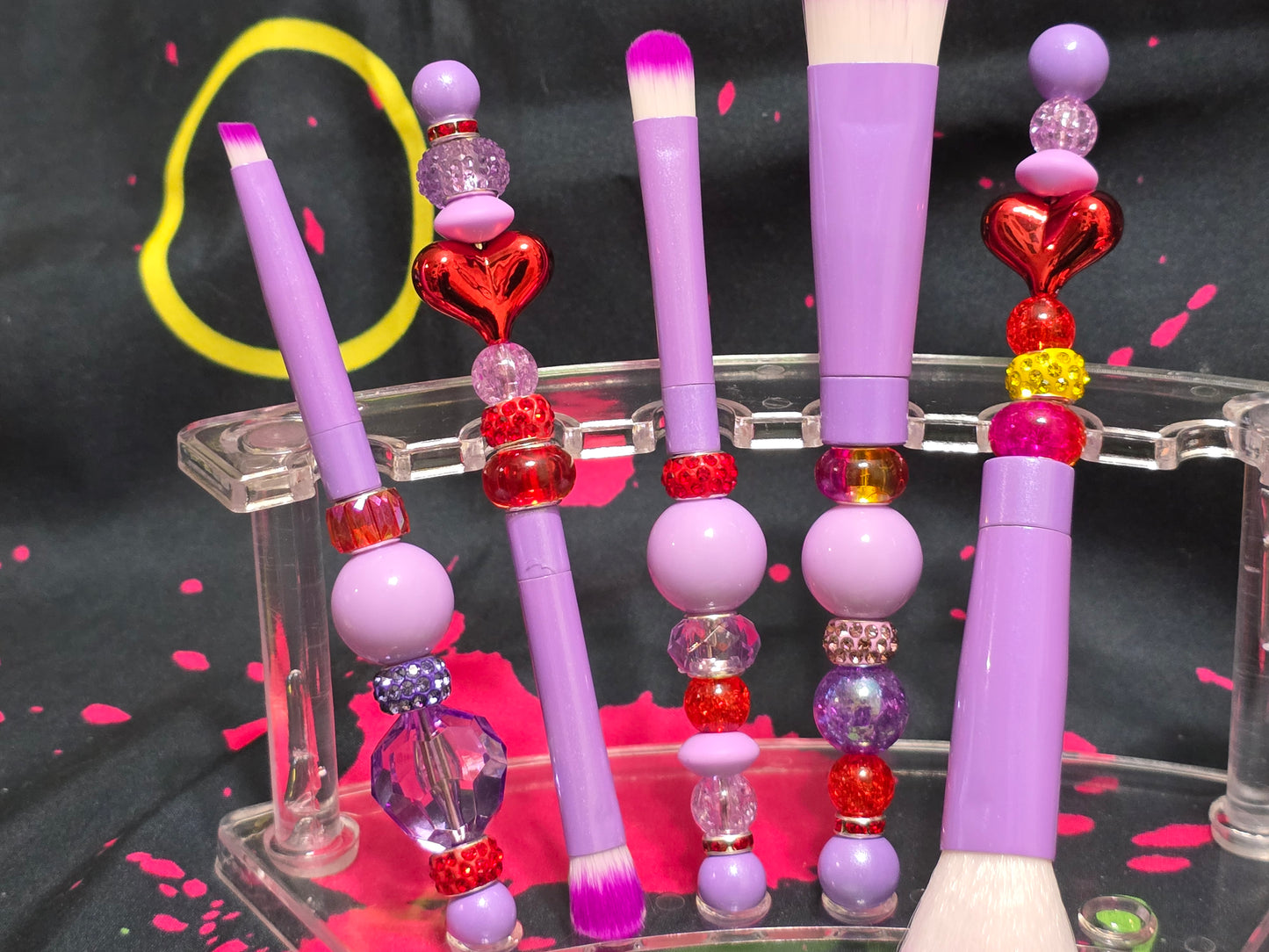 Bubblegum beaded makeup brushes