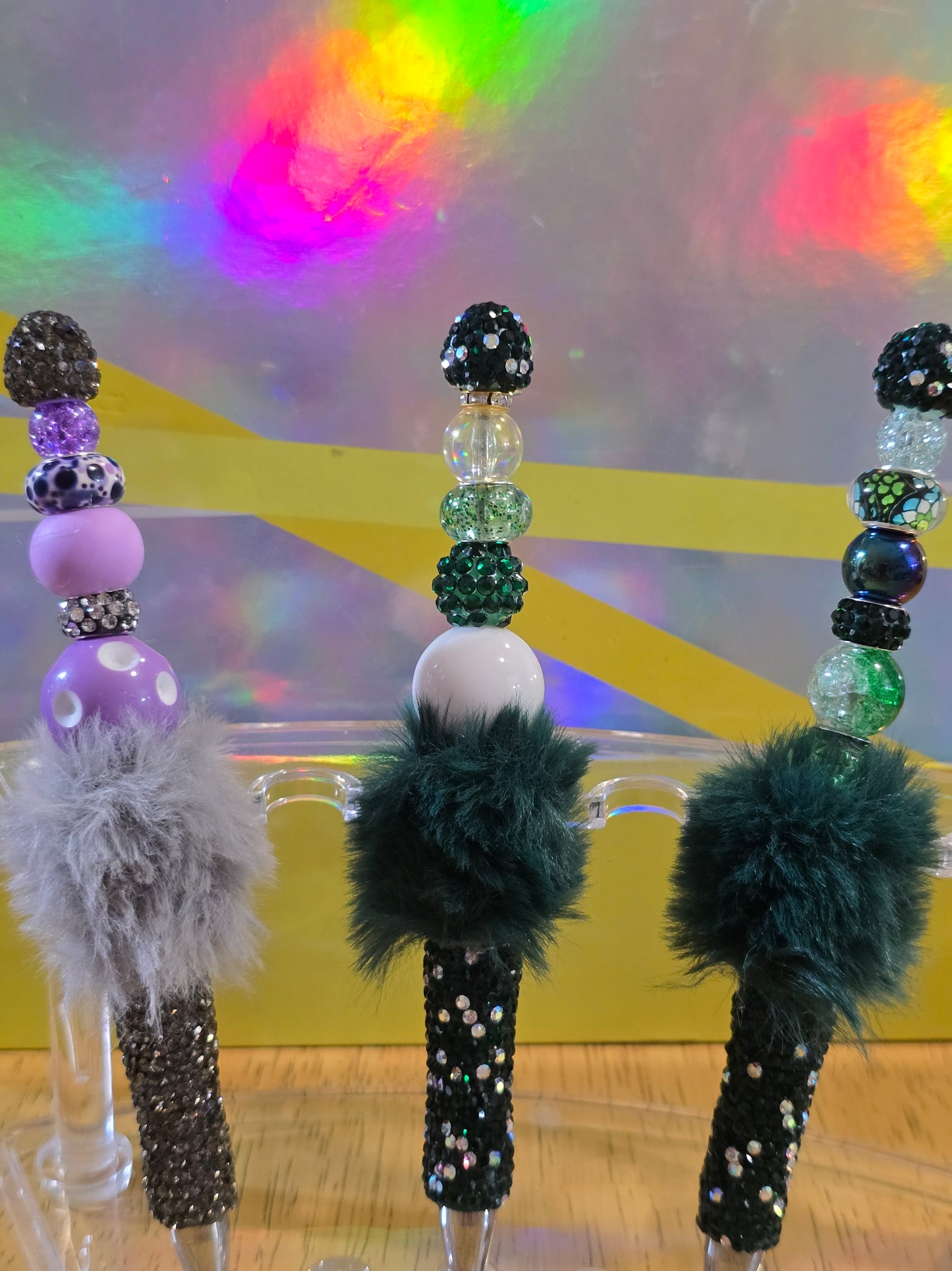 Fuzzy sparkly pens