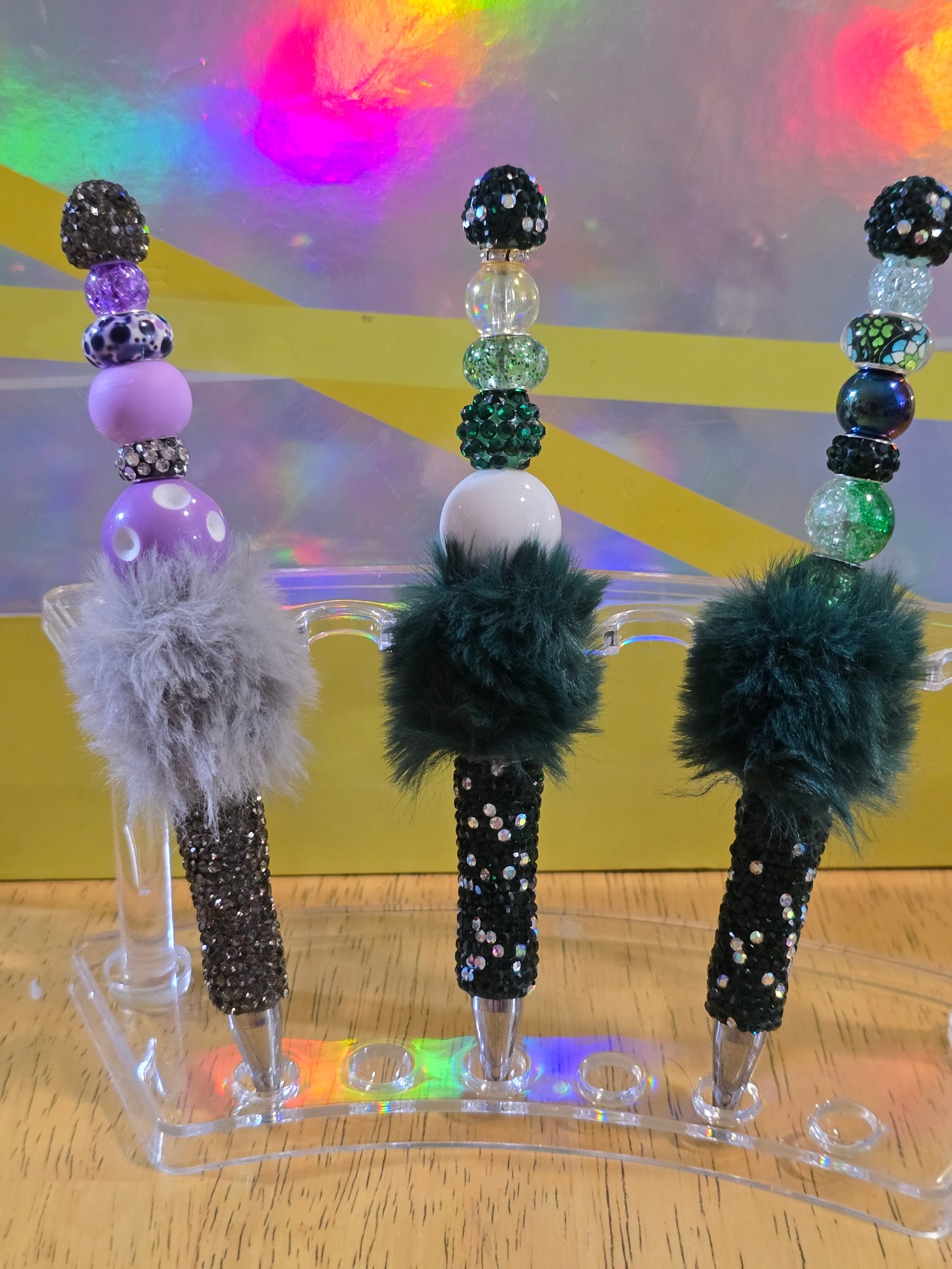 Fuzzy sparkly pens