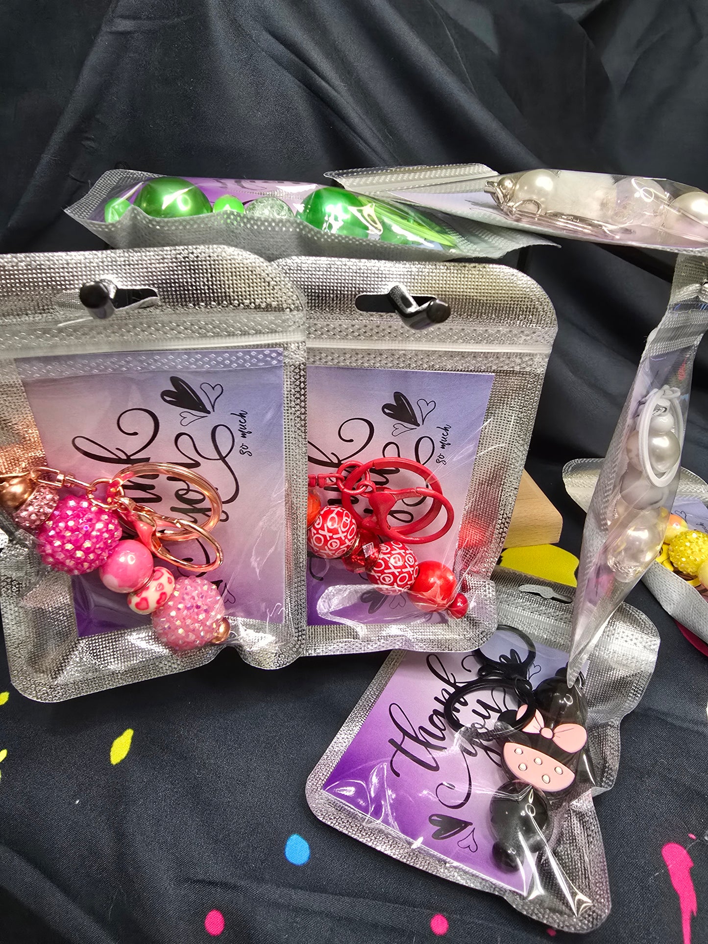 Bubblegum beaded keychains