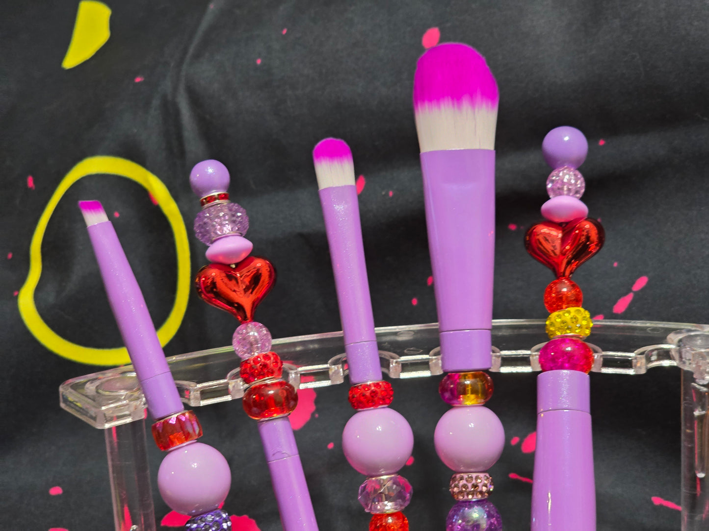 Bubblegum beaded makeup brushes