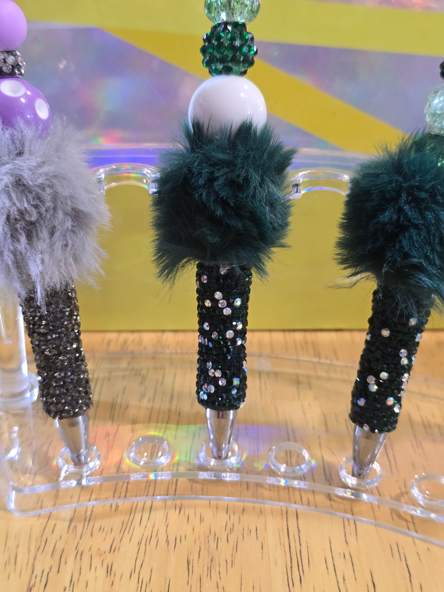 Fuzzy sparkly pens