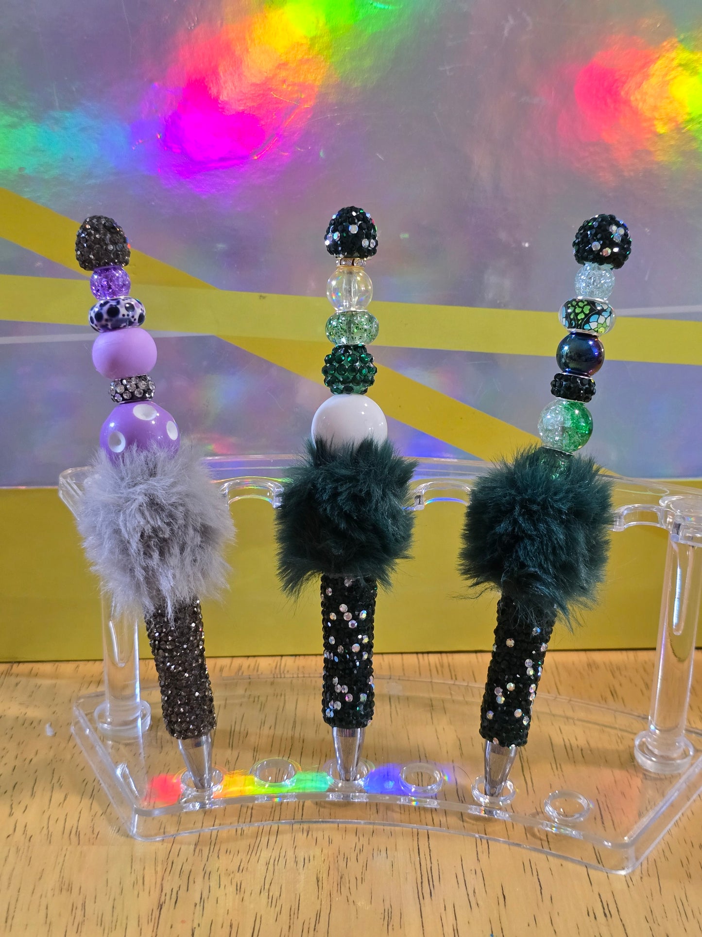 Fuzzy sparkly pens