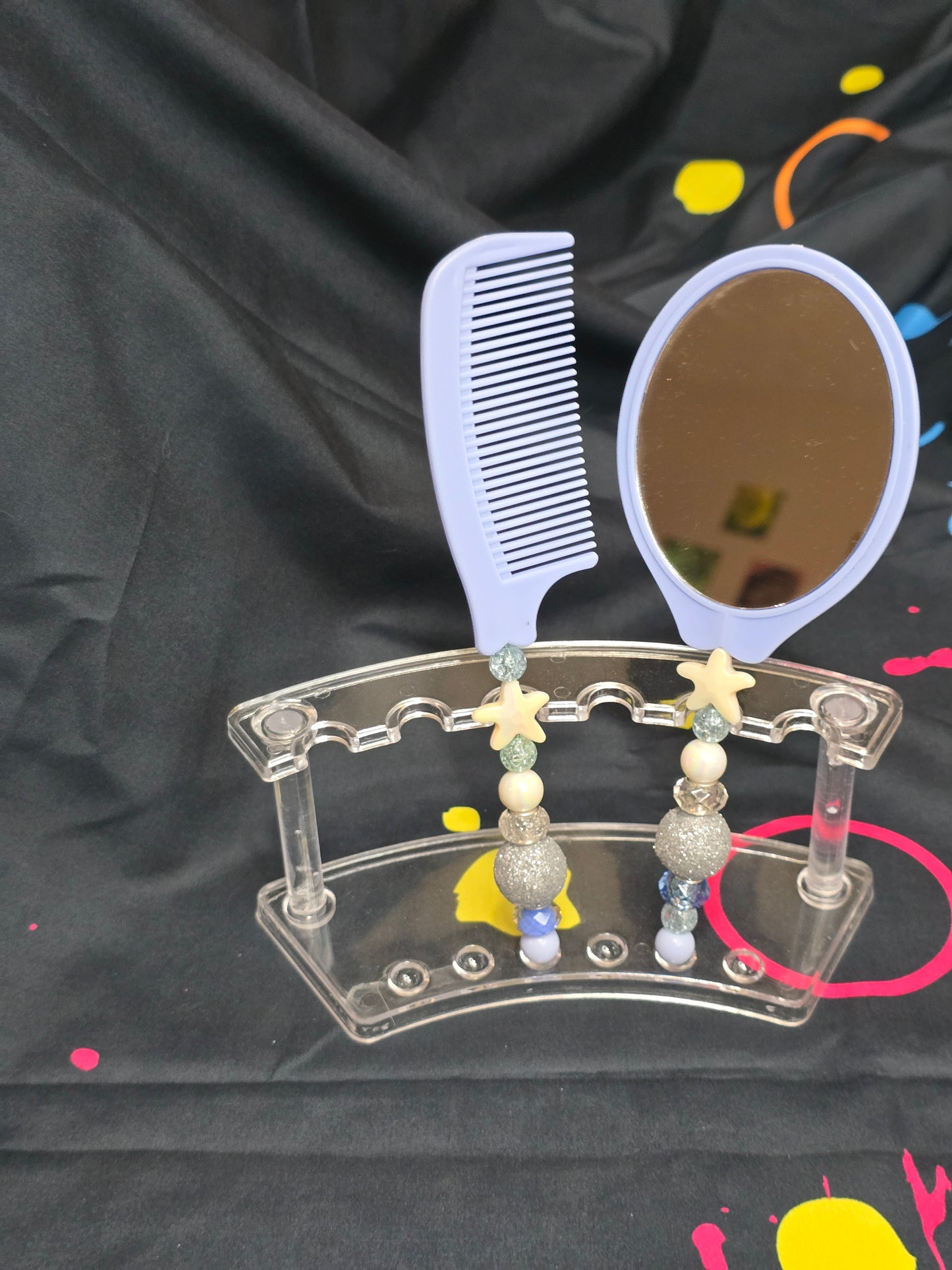 Bubblegum beaded mirror and comb sets