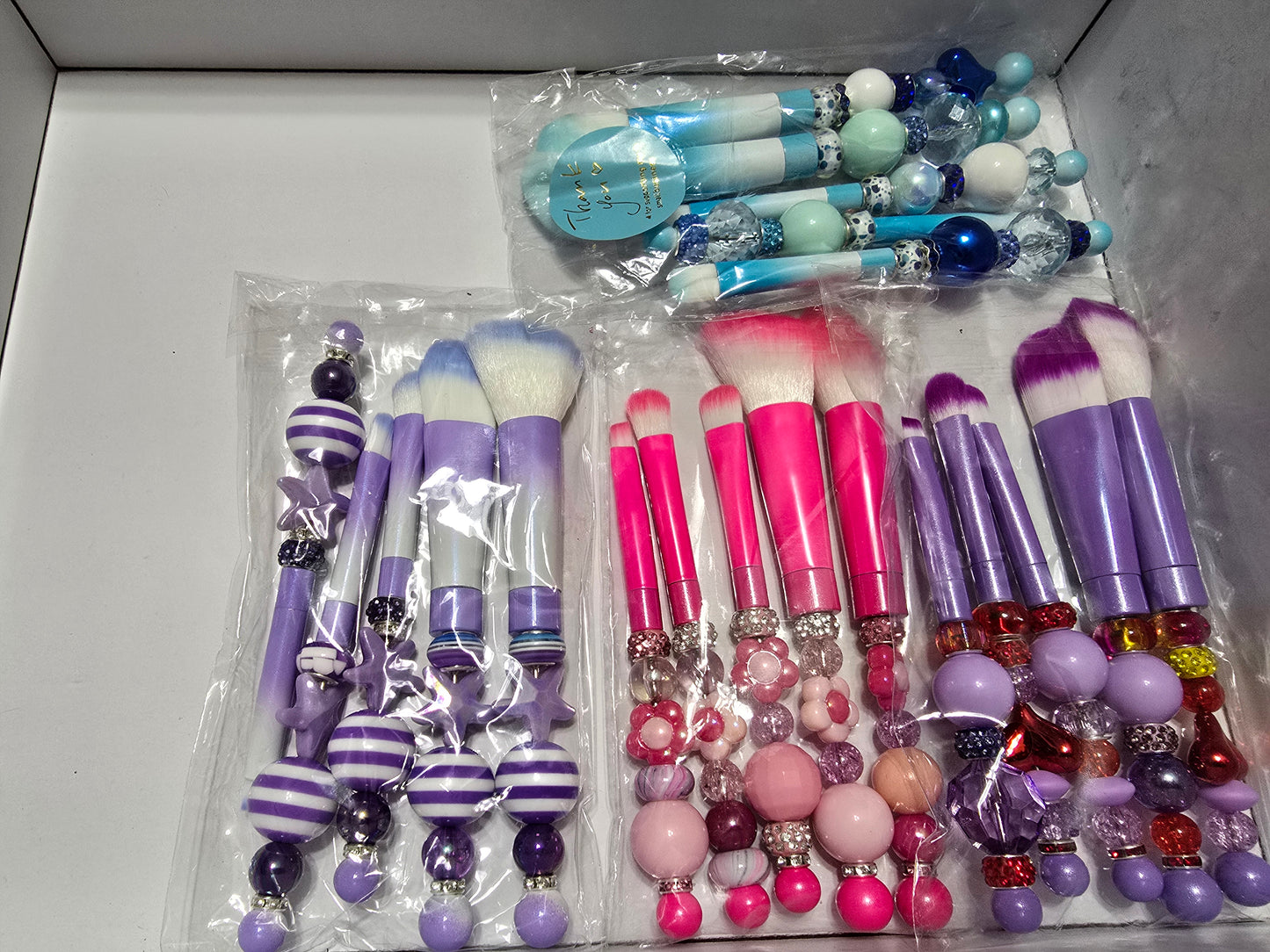 Bubblegum beaded makeup brushes