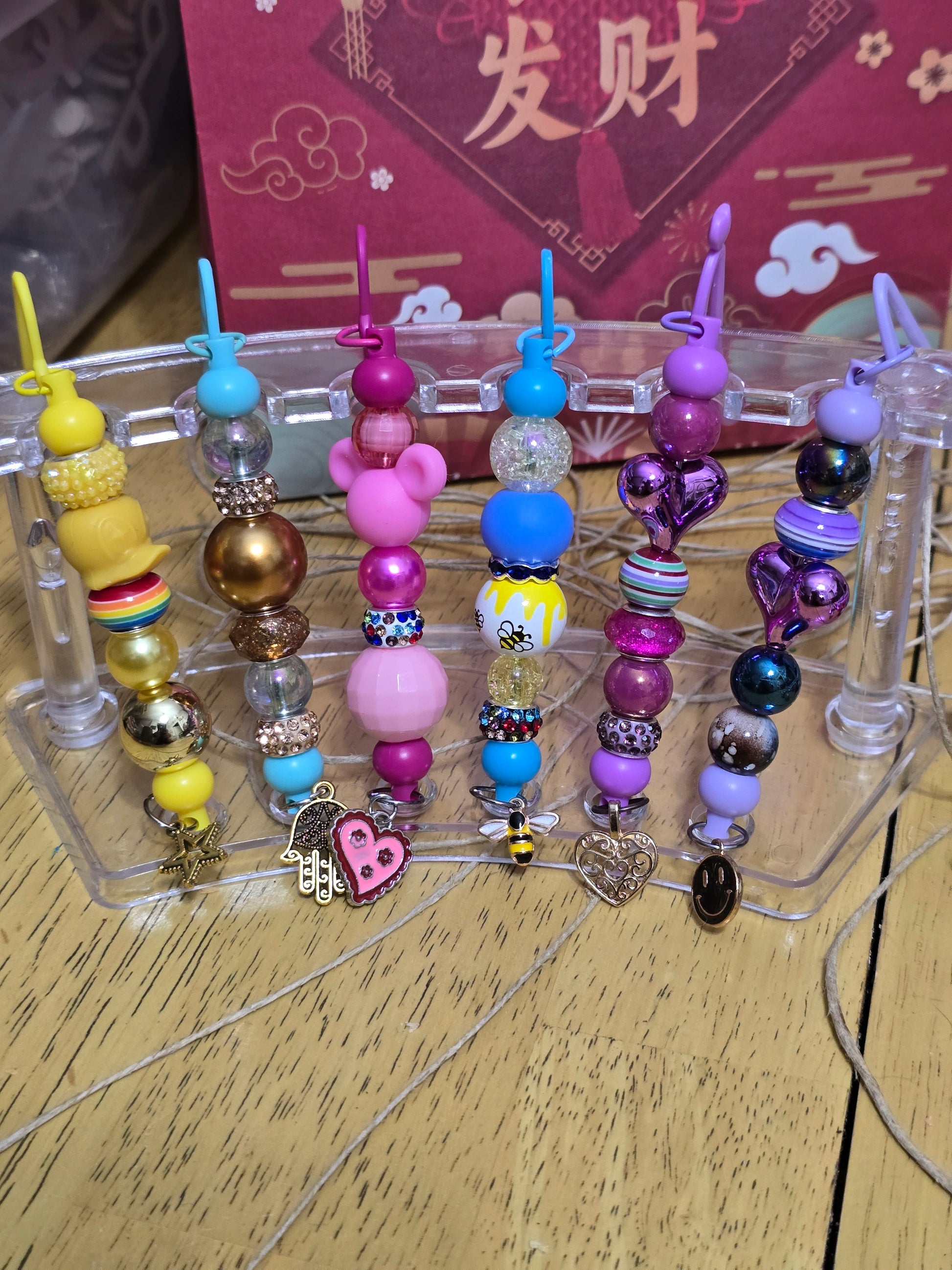 Bubblegum beaded bookmarks