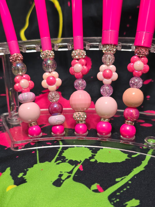 Bubblegum beaded makeup brushes