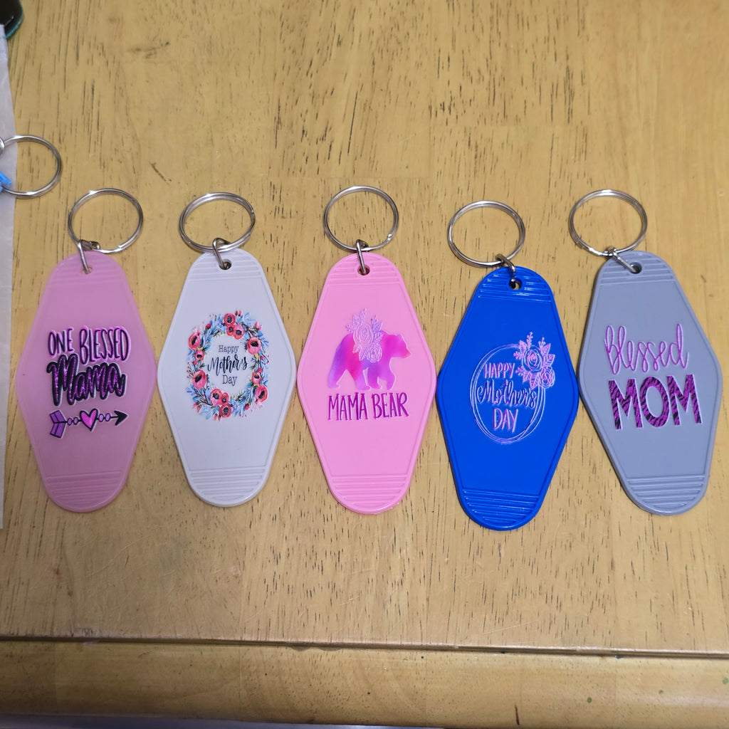 Mother's Day Motel tag keychains