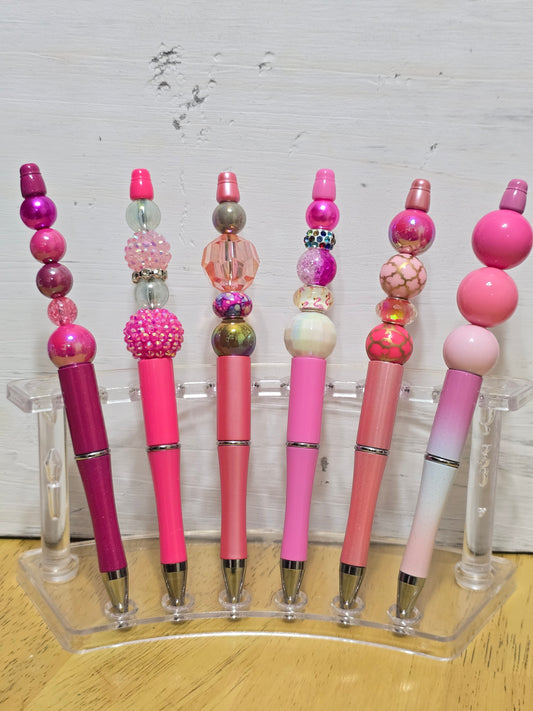 Bubblegum beaded pens-pinks