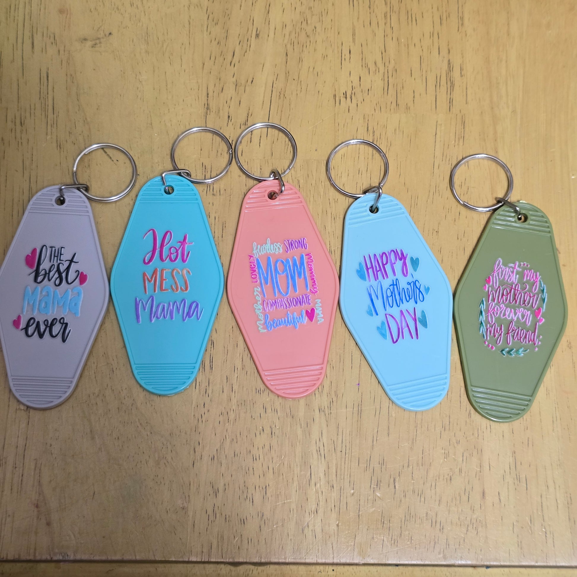 Mother's Day Motel tag keychains