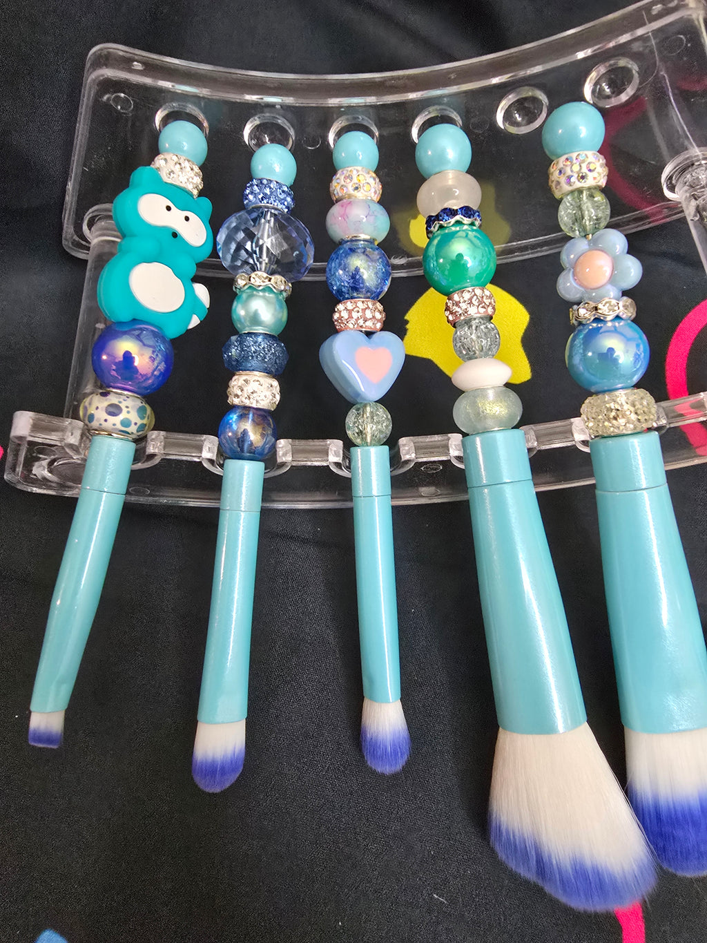 Bubblegum beaded makeup brushes