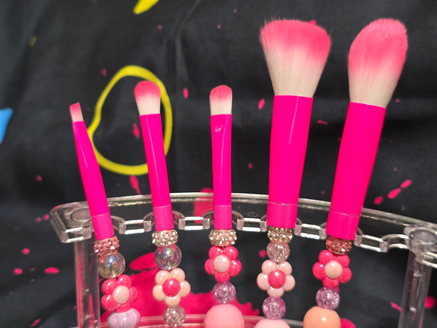 Bubblegum beaded makeup brushes