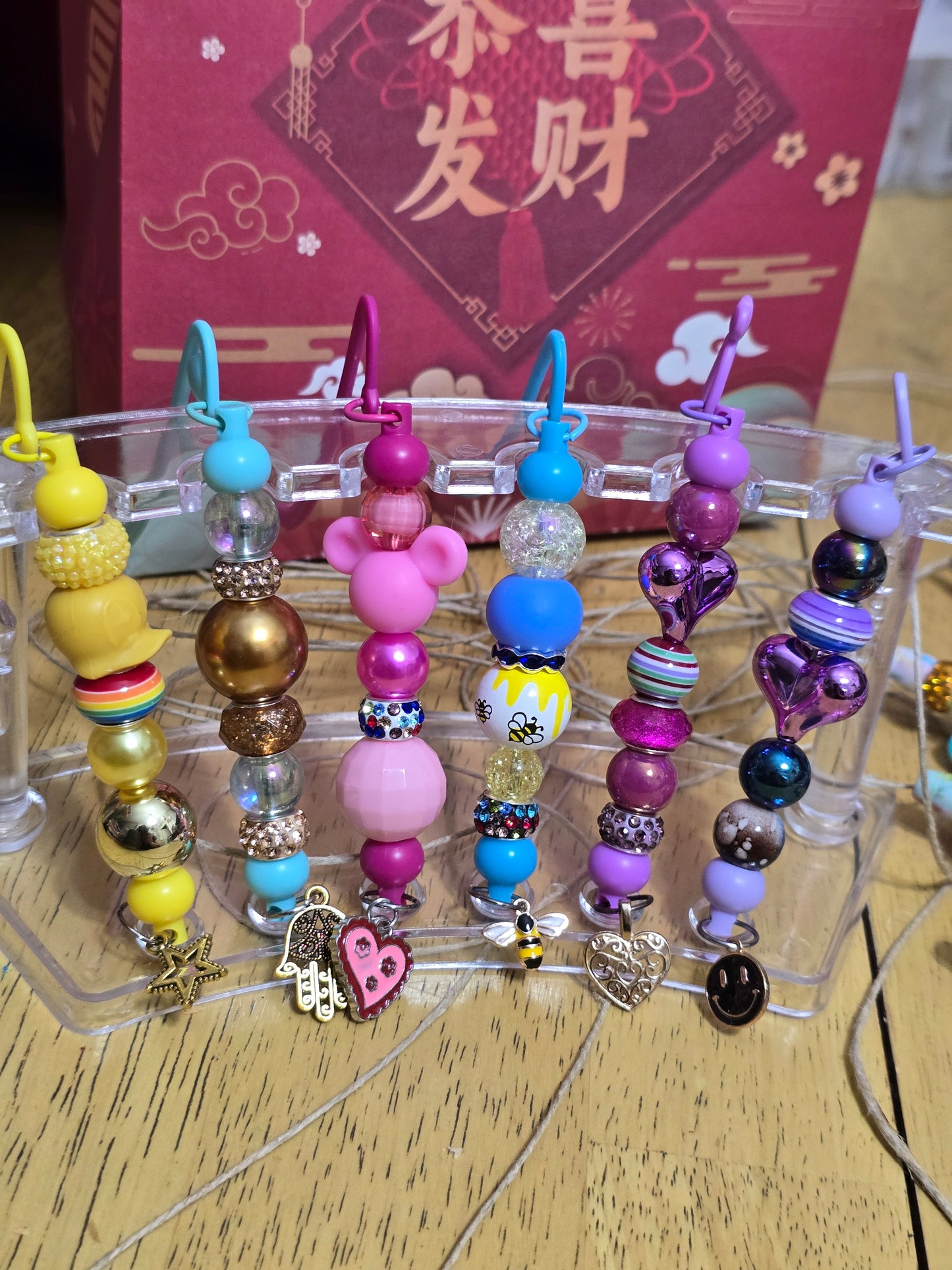 Bubblegum beaded bookmarks