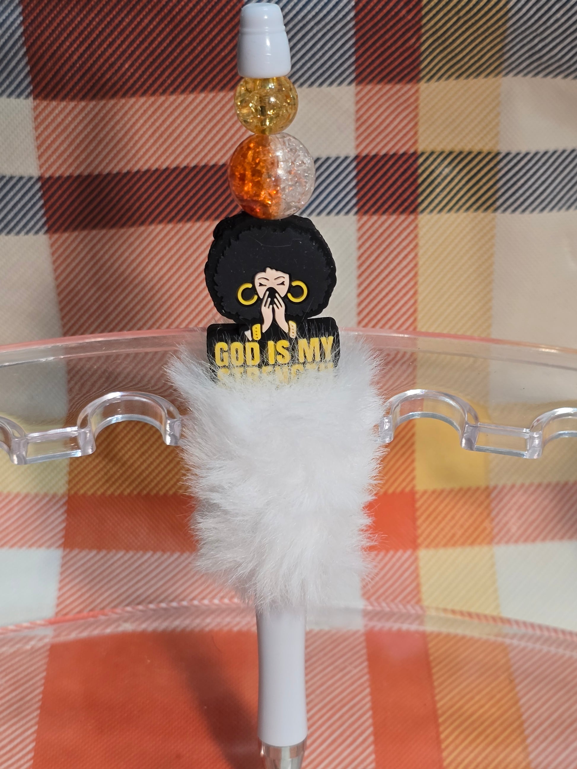 Fuzzy bubblegum beaded pens