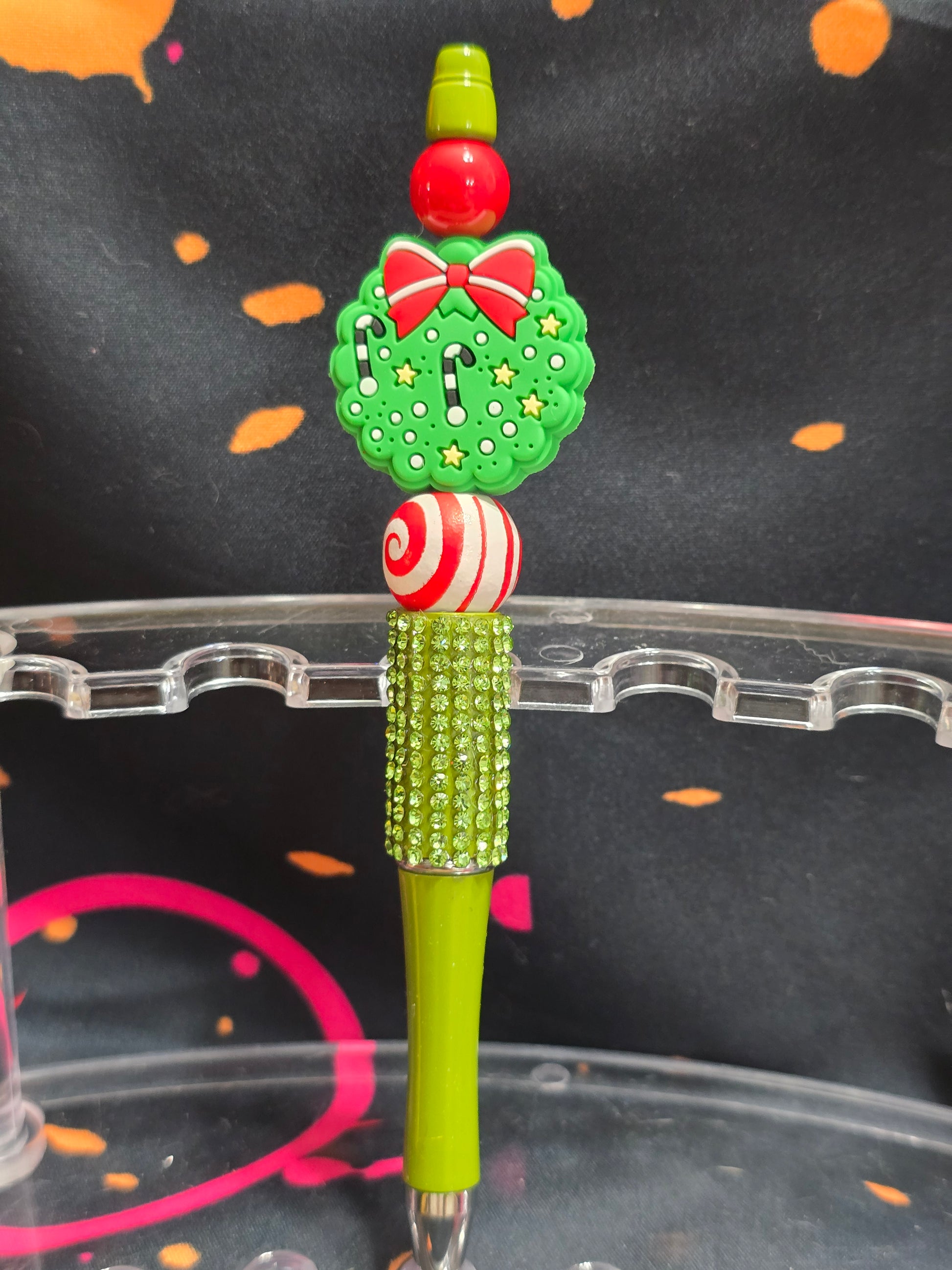 Sparkly green christmas pen