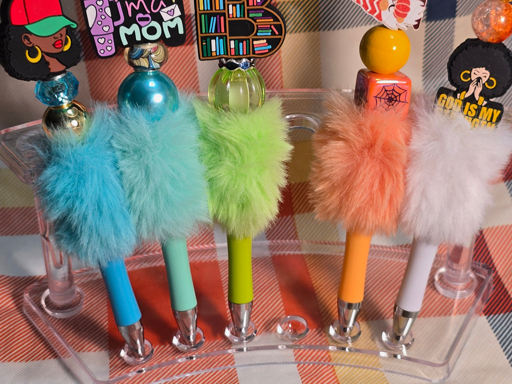 Fuzzy bubblegum beaded pens