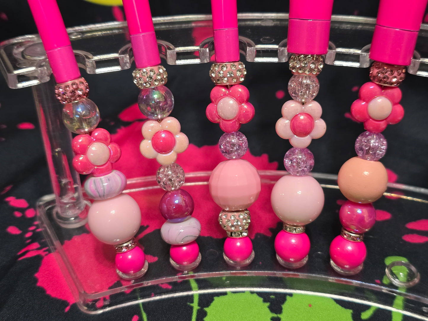 Bubblegum beaded makeup brushes