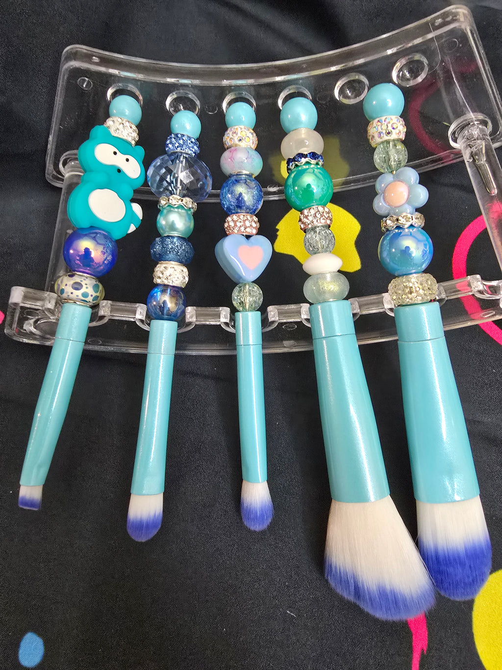 Bubblegum beaded makeup brushes