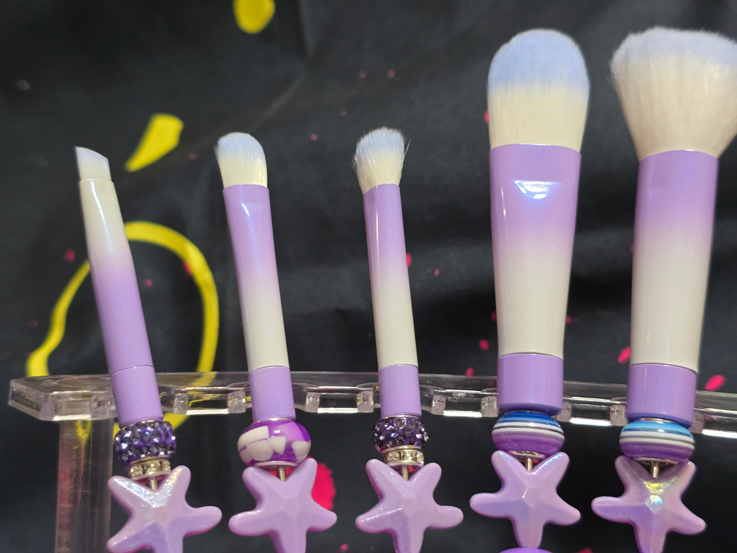 Bubblegum beaded makeup brushes